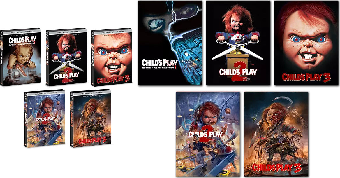 4K DVD Child's Play 1-3 Set + 5 Posters + 2 outlet Slipcovers