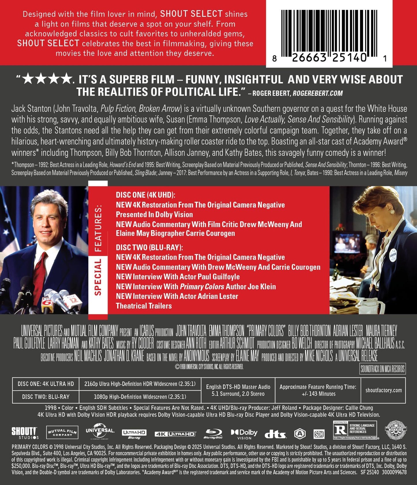 Primary Colors 4K: Collector's Edition