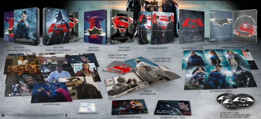 Batman v Superman: Dawn of Justice 3D & 4K - Extended Cut XL Full Slip SteelBook + Lenticular Magnet (FAC#152)(Czech)