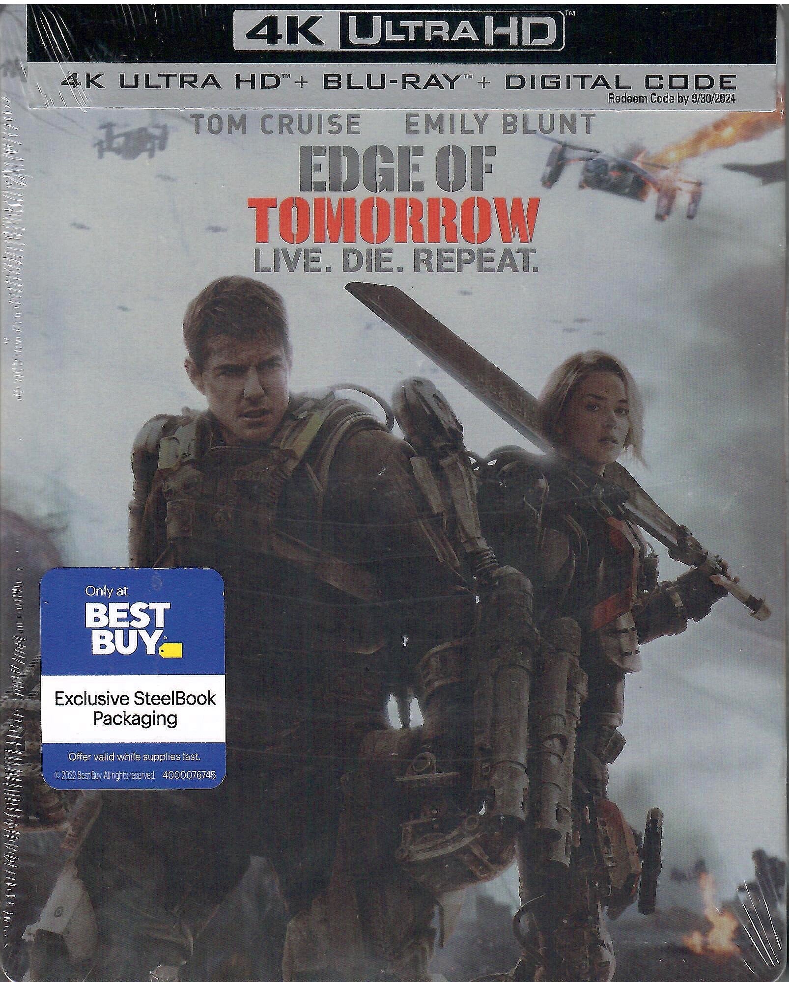 Edge of Tomorrow Live Die Repeat 4K Steelbook New Tom Cruise Emily buying Blunt