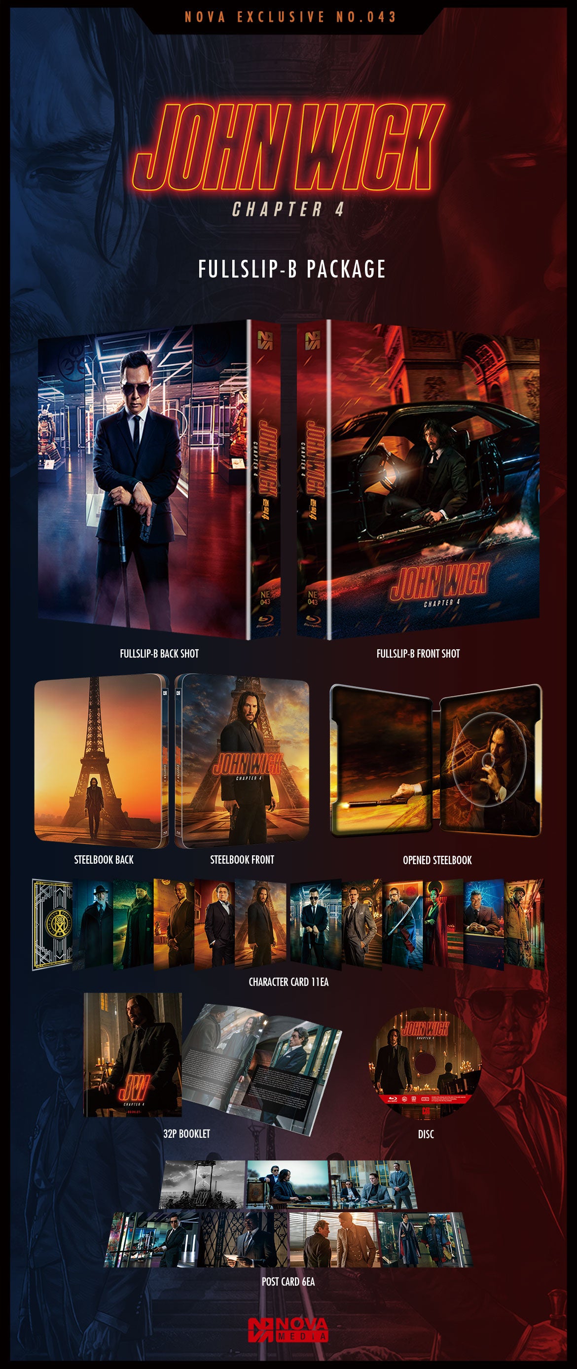 John Wick: Chapter 4 Full Slip B SteelBook (2023)(NE#43)(Korea)