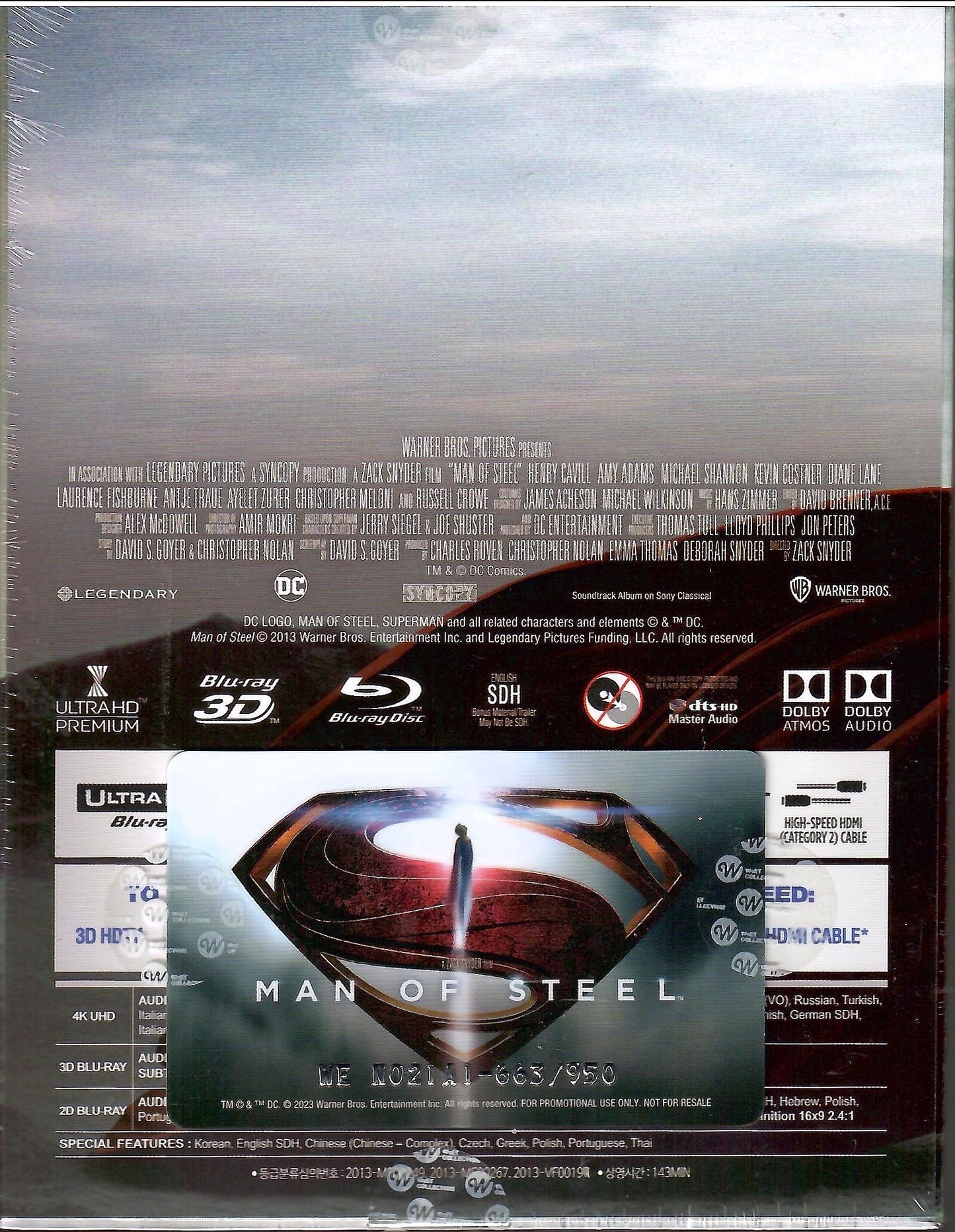 Man of Steel 3D + 4K Full Slip A1 SteelBook (2013)(WCE#021)(Korea)