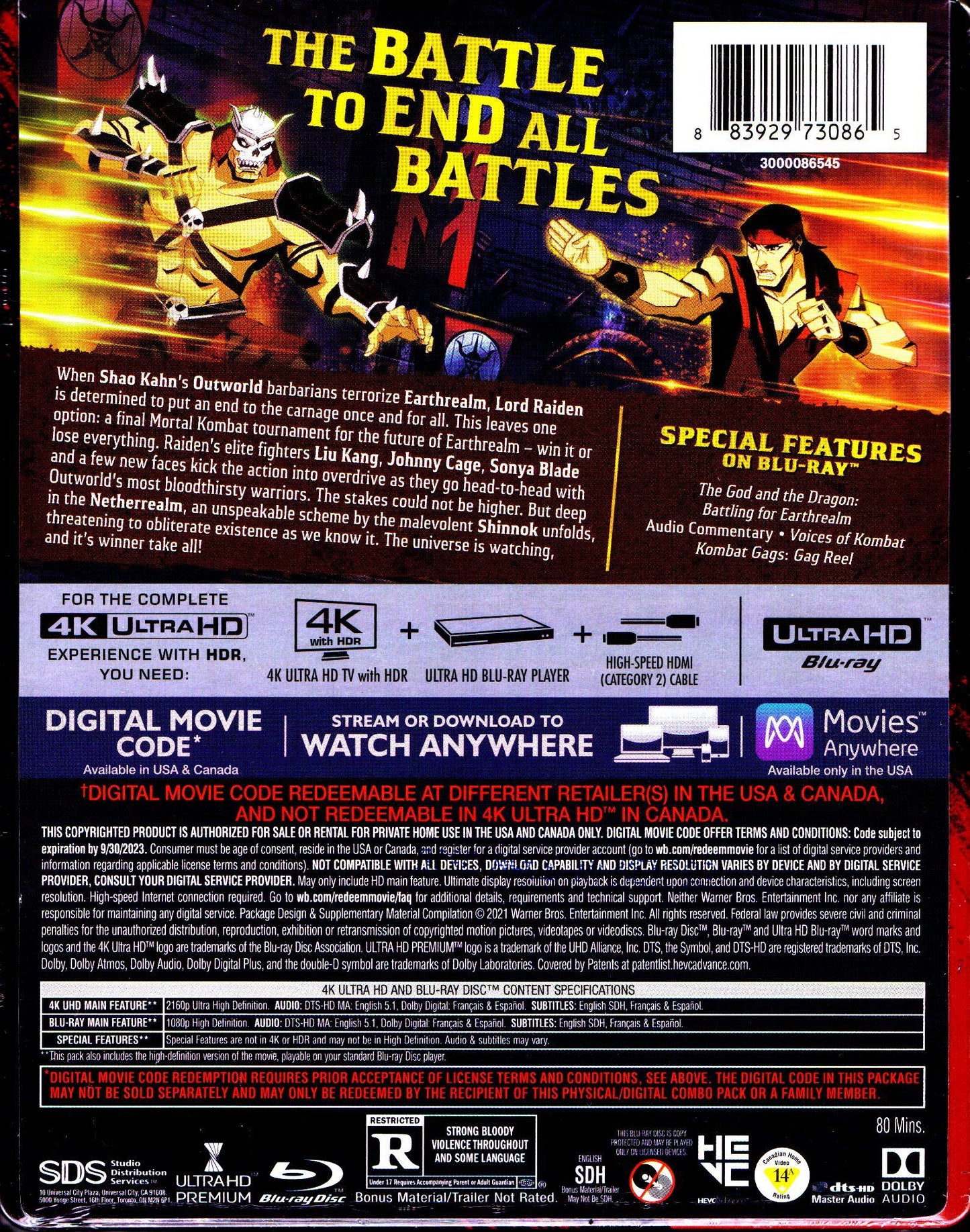 Mortal Kombat Legends: Battle of the Realms 4K SteelBook