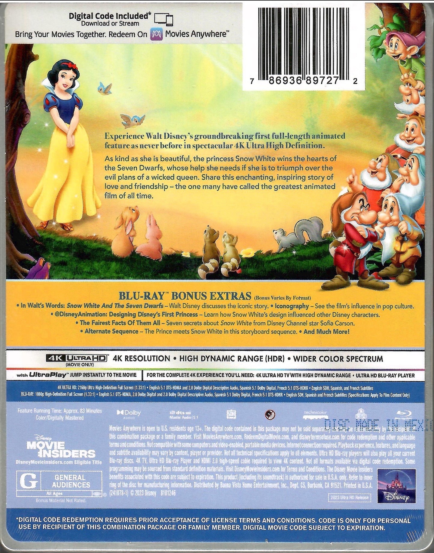 Snow White and the Seven Dwarfs 4K SteelBook - Disney 100th Anniversary Edition (Exclusive)
