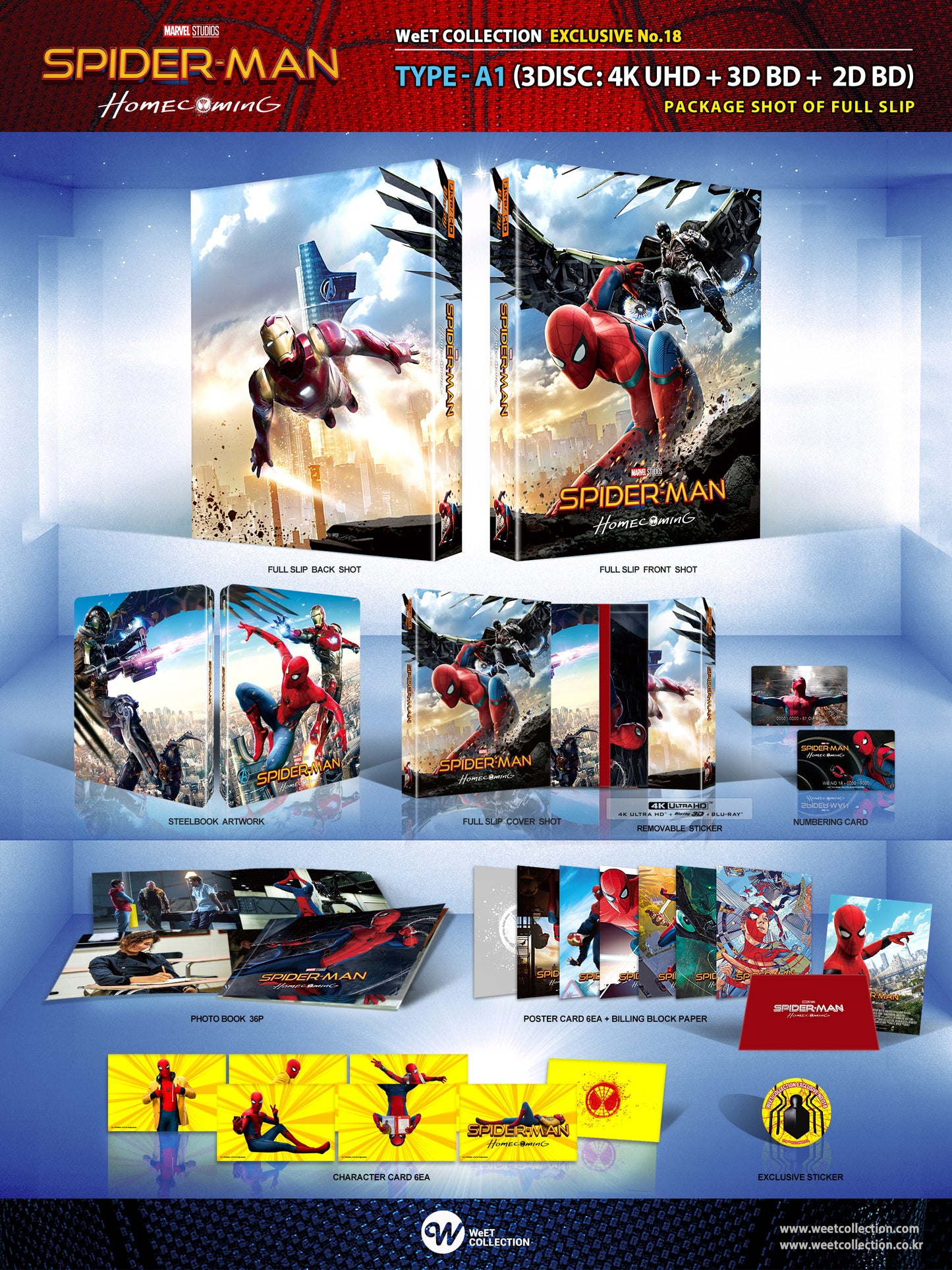 Spider-Man: Homecoming 3D + 4K Full Slip A1 SteelBook (WCE#018)(Korea)