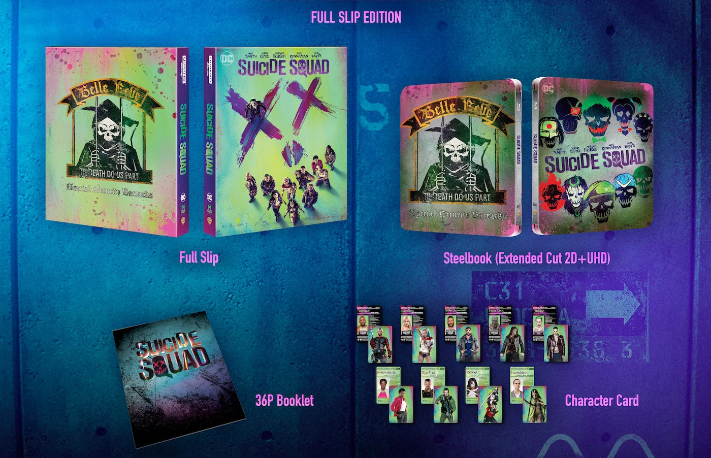 Suicide Squad 4K: Extended Cut Full Slip SteelBook (2016)(MG#06)(Hong Kong)