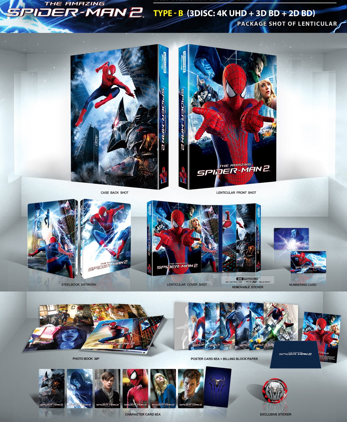 The Amazing Spider-Man 2 3D + 4K Lenticular SteelBook (WCE#007)(Korea)