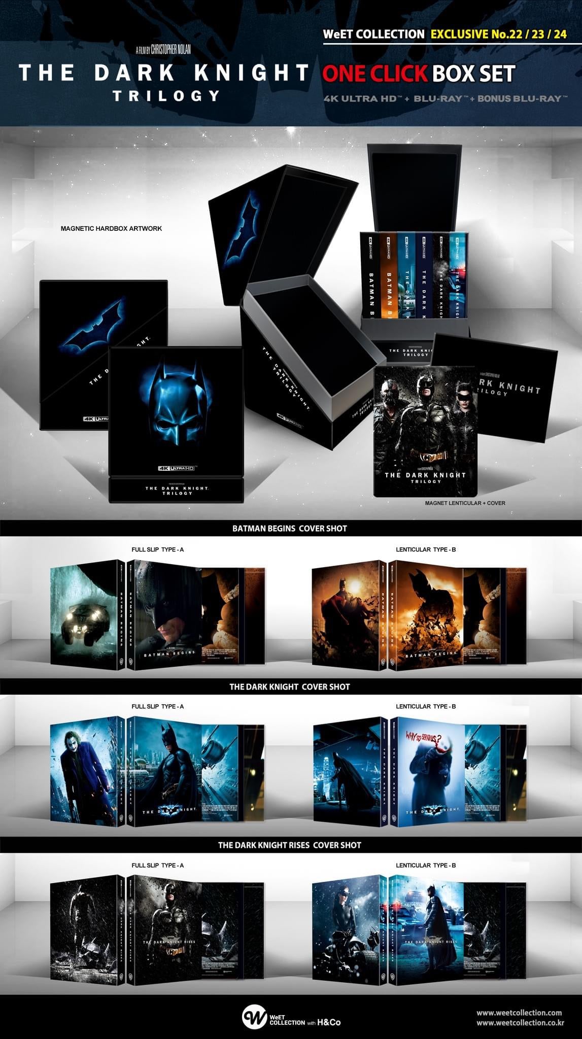 The Dark Knight Trilogy 4K + Blu-Ray 2024 OOP Slipcovers Like New