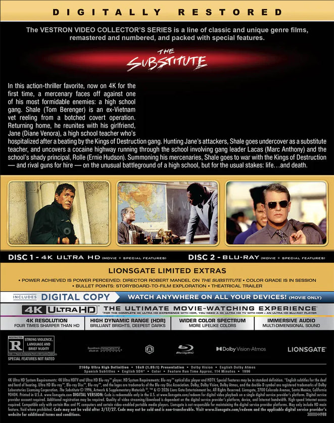 The Substitute 4K: Vestron Collector's Series #37 (1996)(Exclusive)