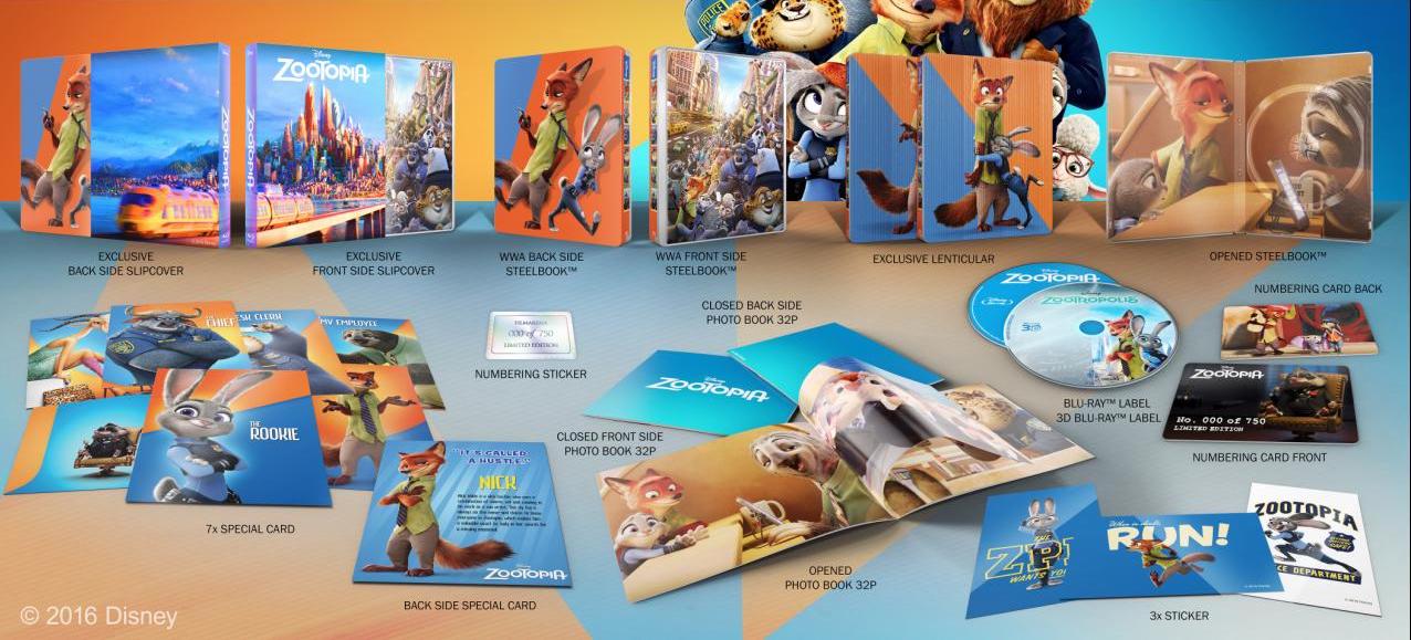 Zootopia 3D Full Slip SteelBook + Lenticular Magnet (2016)(Zootropolis)(FAC#62)(Czech)