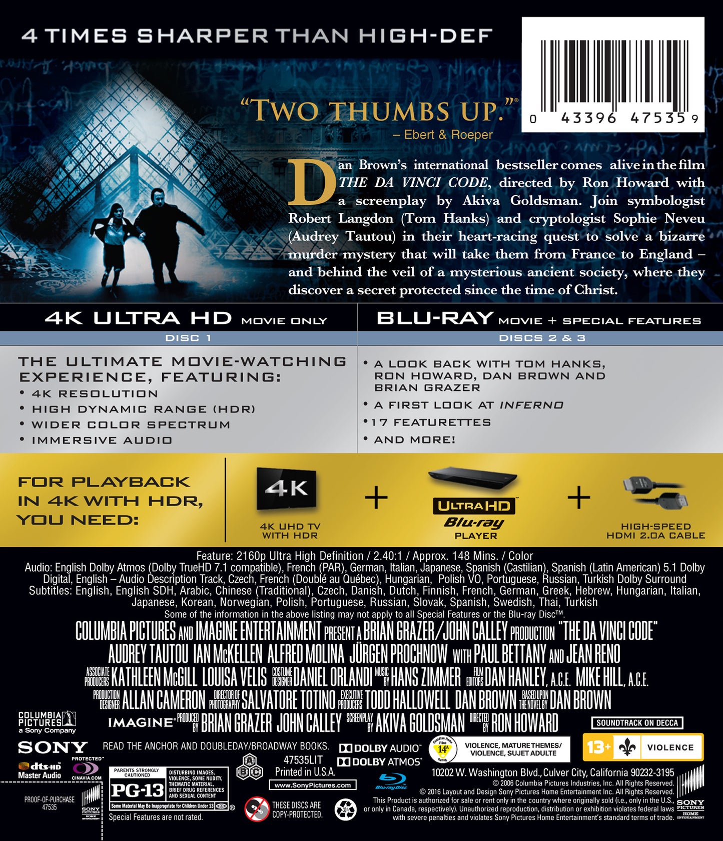 The Da Vinci Code 4K: 10th Anniversary Edition