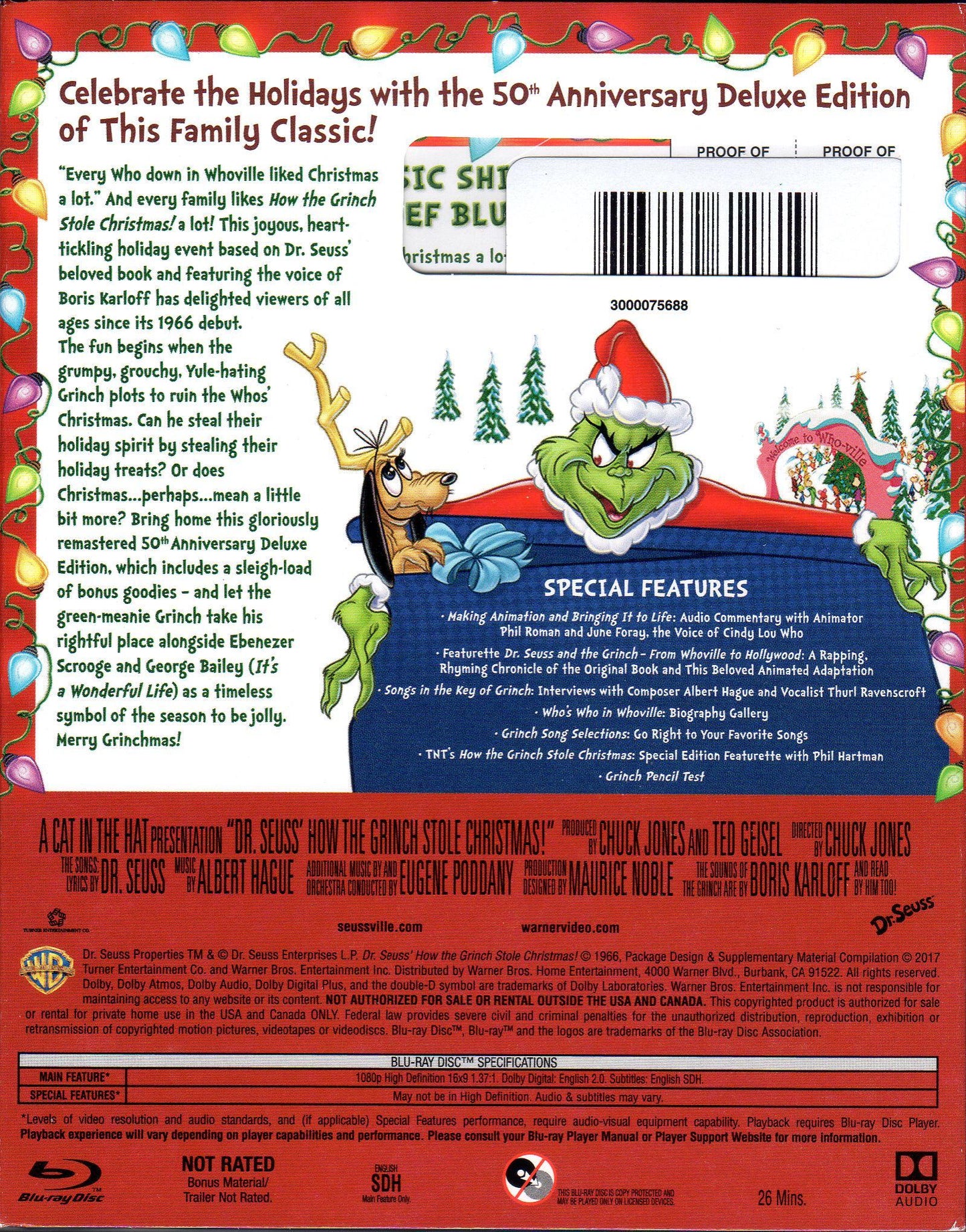 Dr. Seuss' How the Grinch Stole Christmas: 50th Anniversary Deluxe Edition (1966)(Exclusive Lenticular Slip)