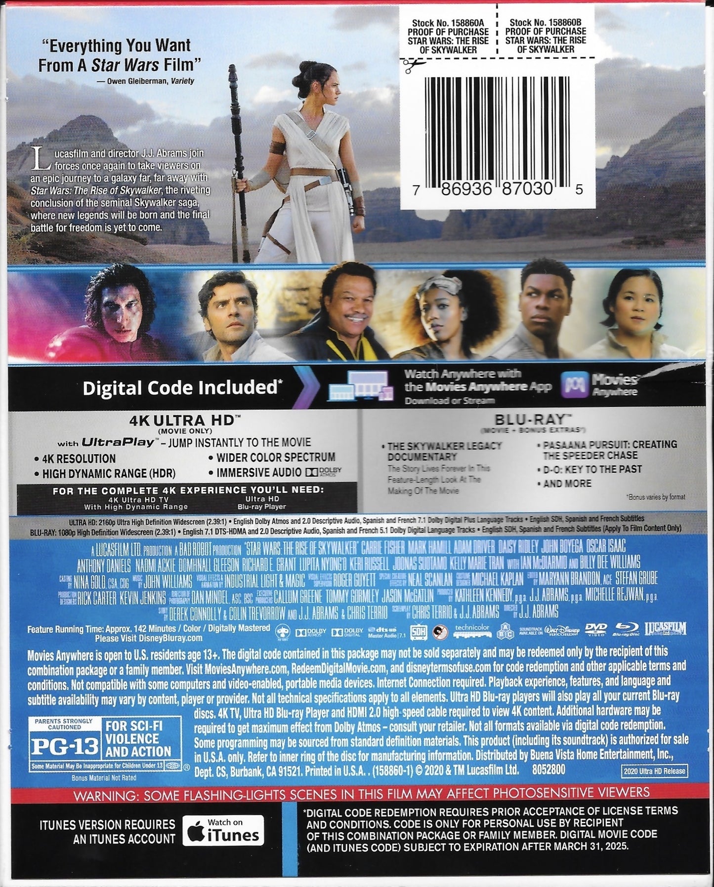 Star Wars: Episode IX - The Rise of Skywalker 4K DigiPack w/ Bonus Disc (Exclusive)