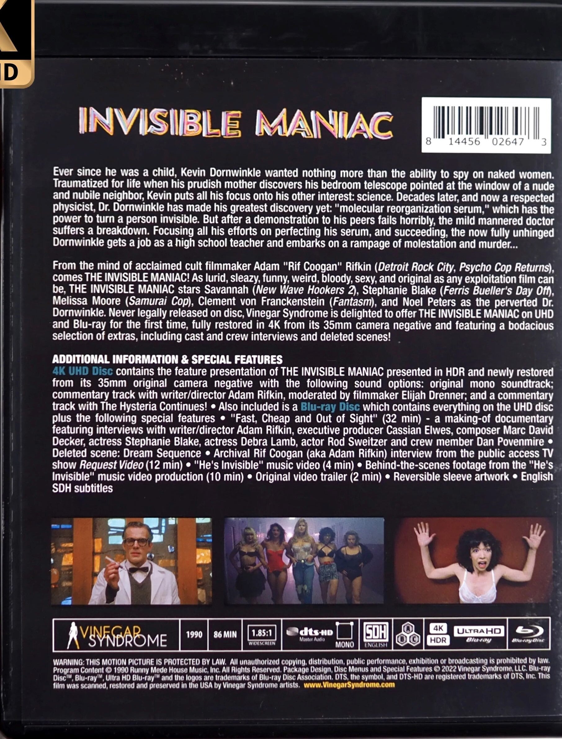 Invisible store Maniac Lenticular Slipcover - SLIPCOVER ONLY Vinegar Syndrome