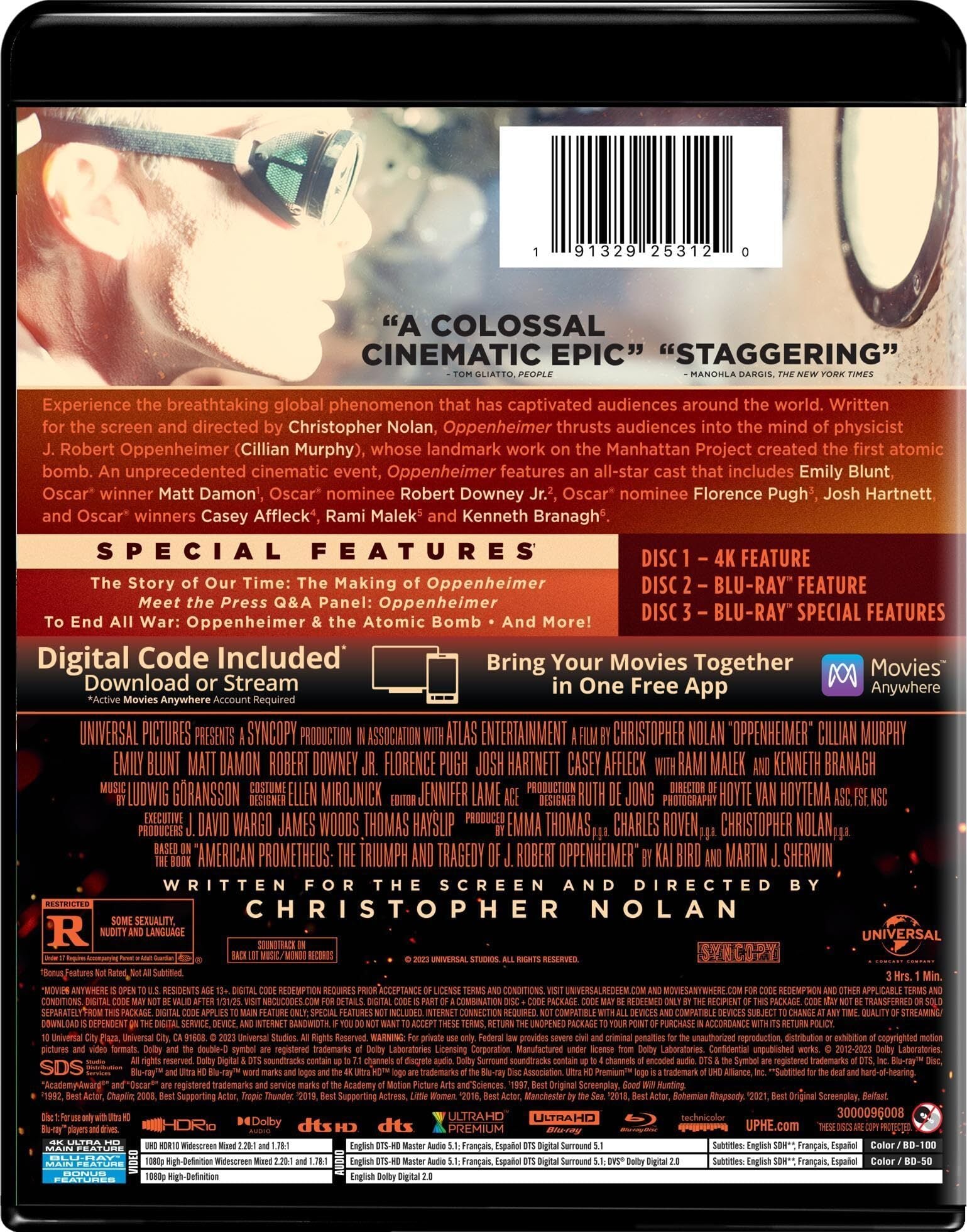 Oppenheimer - Collectible Steelbook (4K Ultra HD + Blu-ray + Digital Copy)  : r/Steelbooks