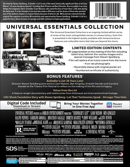 Schindler's List 4K: Universal Essentials Collection - 30th Anniversary Edition