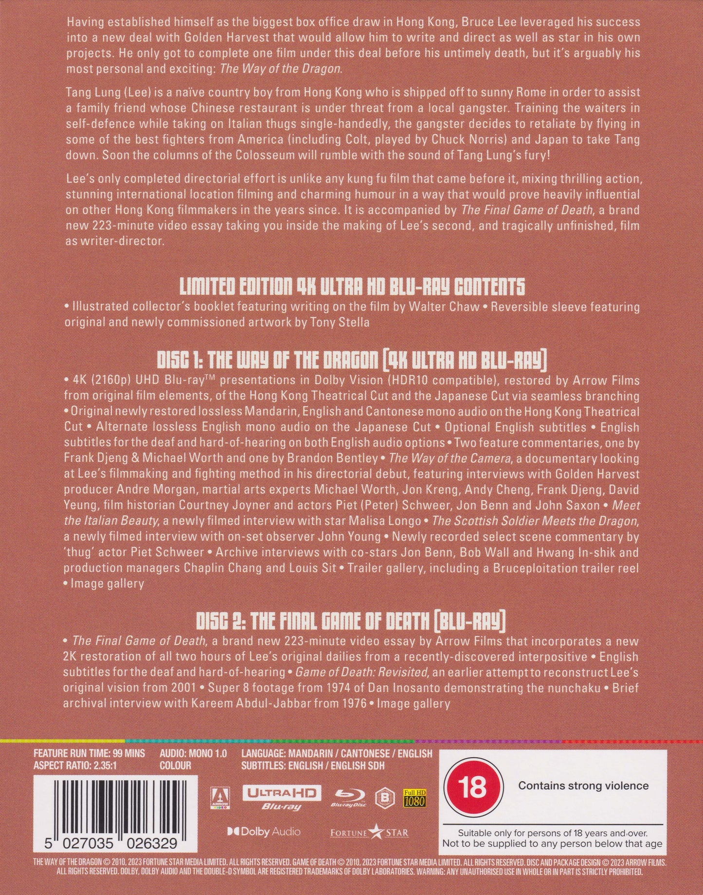 The Way of the Dragon 4K: Limited Edition (UK)
