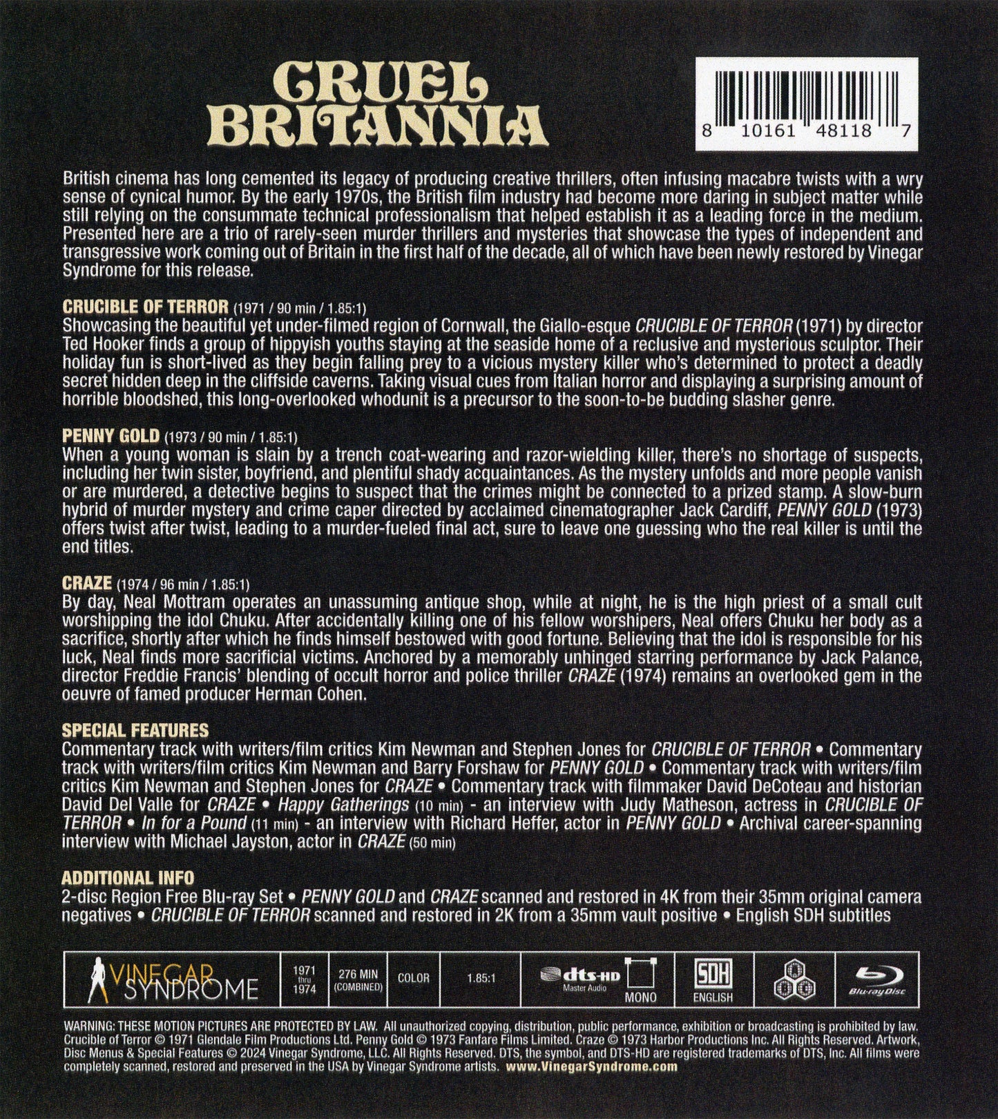 Cruel Britannia: Three Killer Thrillers From The UK - Limited Edition (VS-479)(Exclusive)