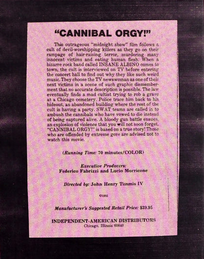 Cannibal Orgy and the Films of J.T. IV: Limited Edition (BS-006)(Exclusive)*