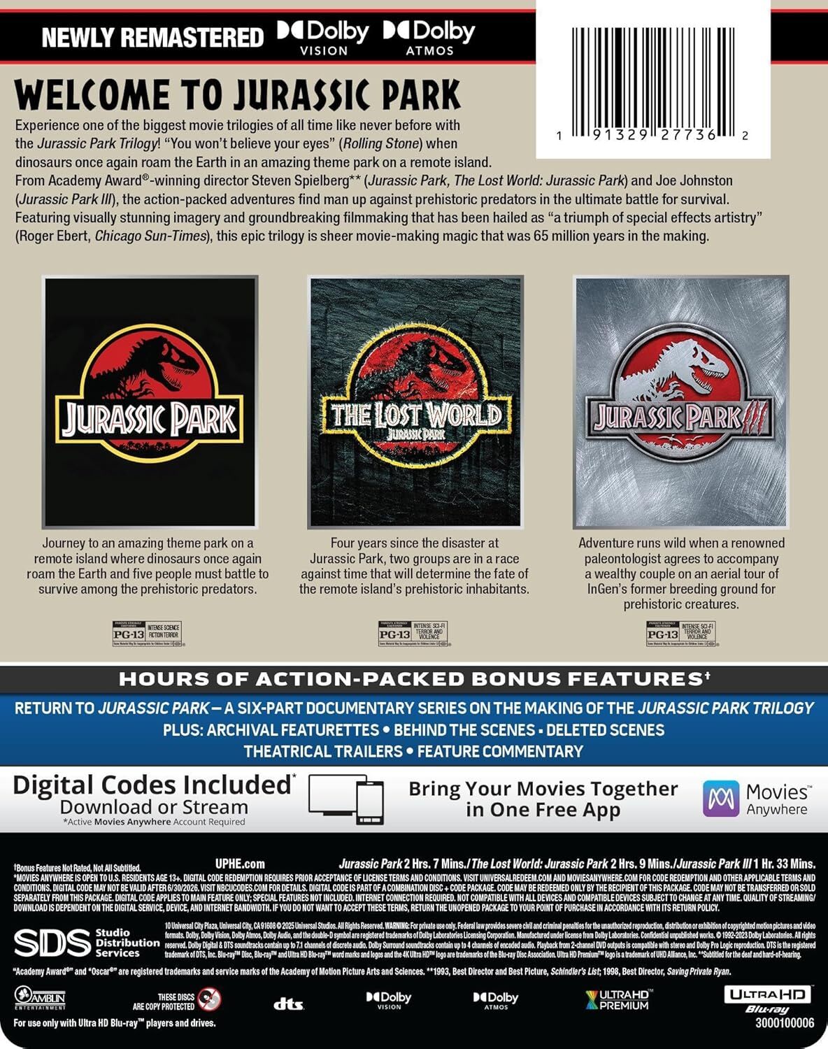 Jurassic Park 4K Trilogy SteelBook
