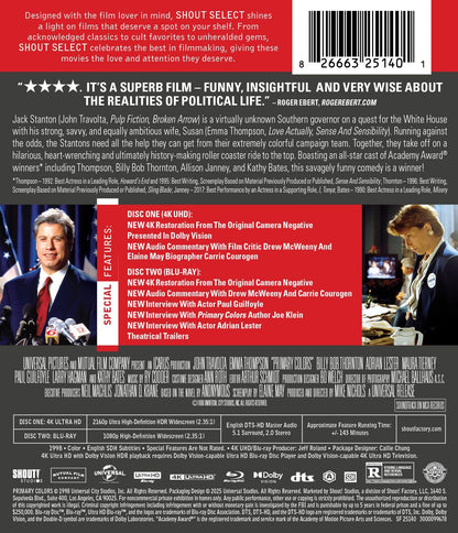 Primary Colors 4K: Collector's Edition