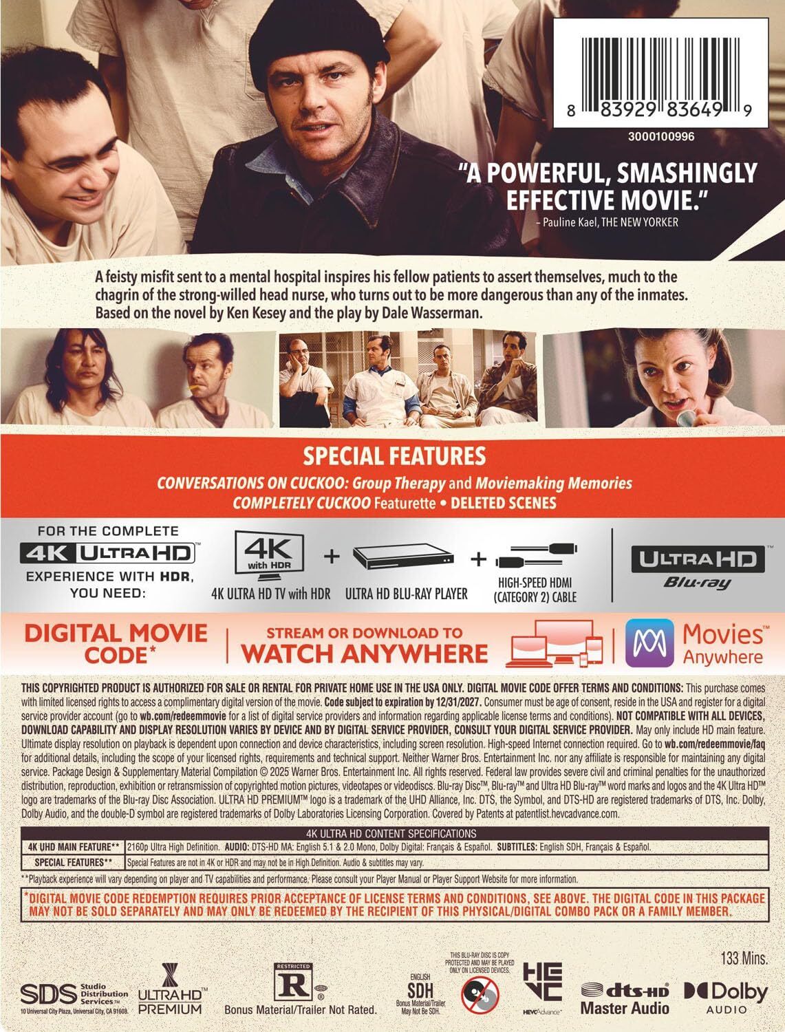 One Flew Over the Cuckoo's Nest 4K SteelBook