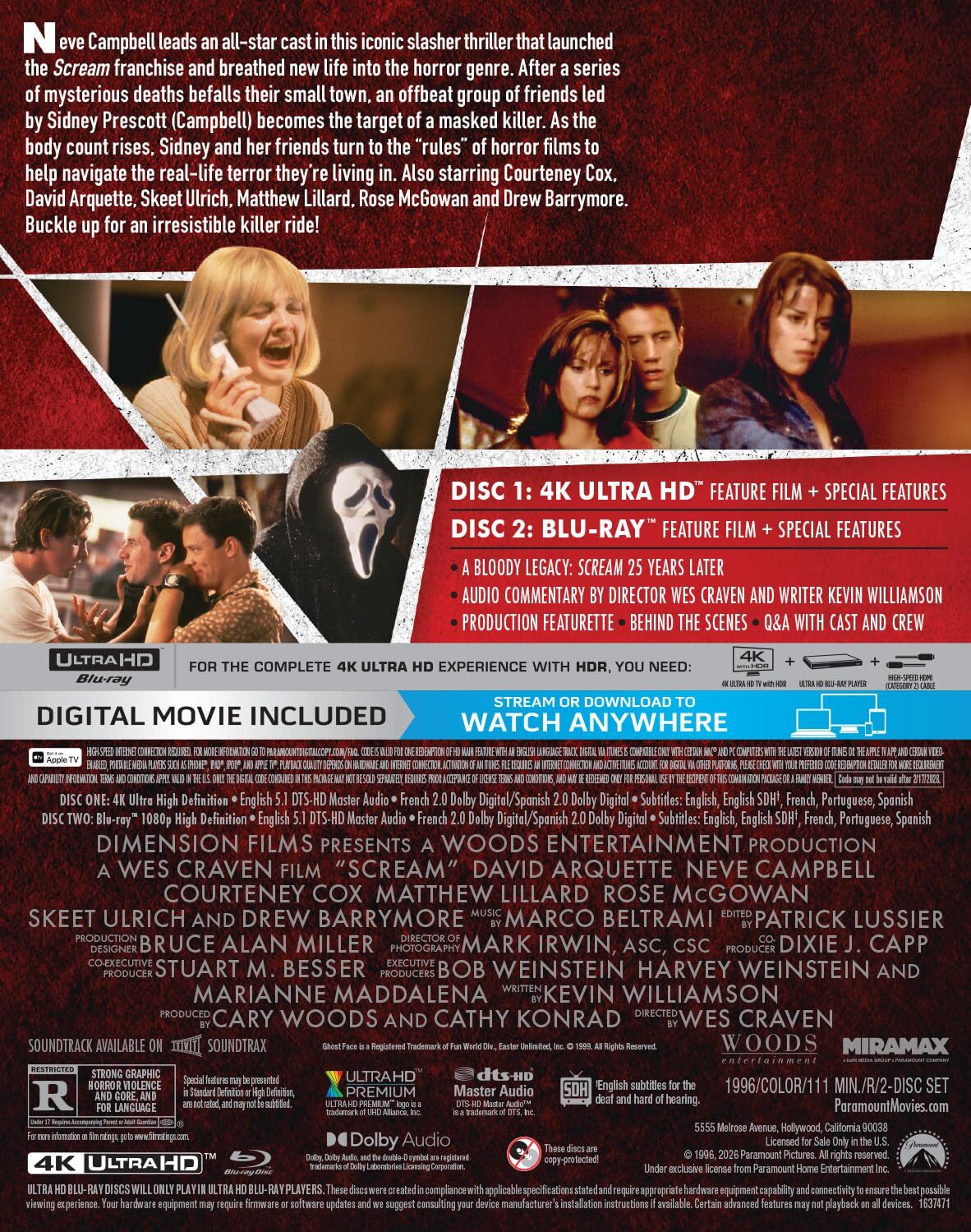 Scream 4K SteelBook (1996)(Re-re-release)