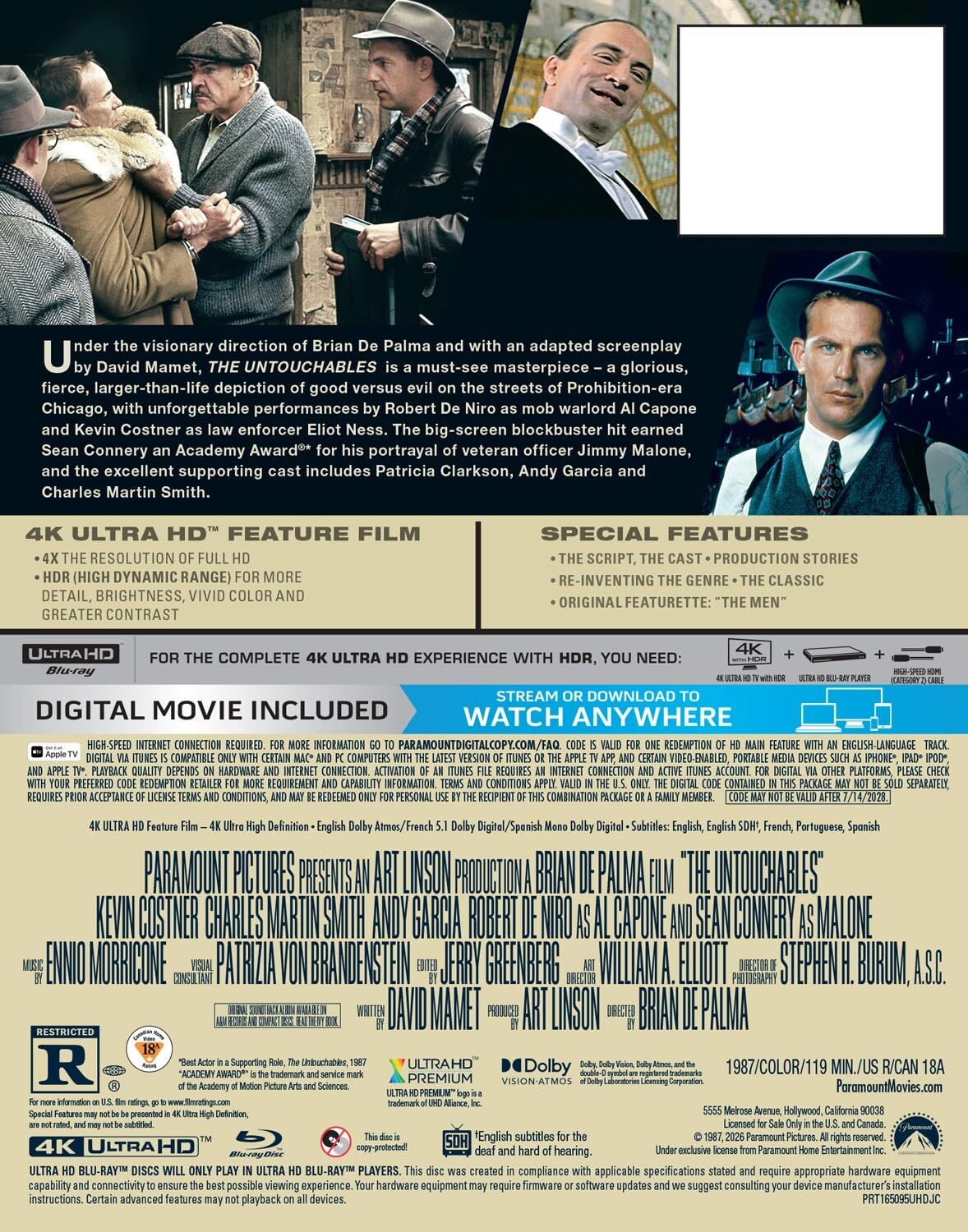 The Untouchables 4K SteelBook (Re-release)