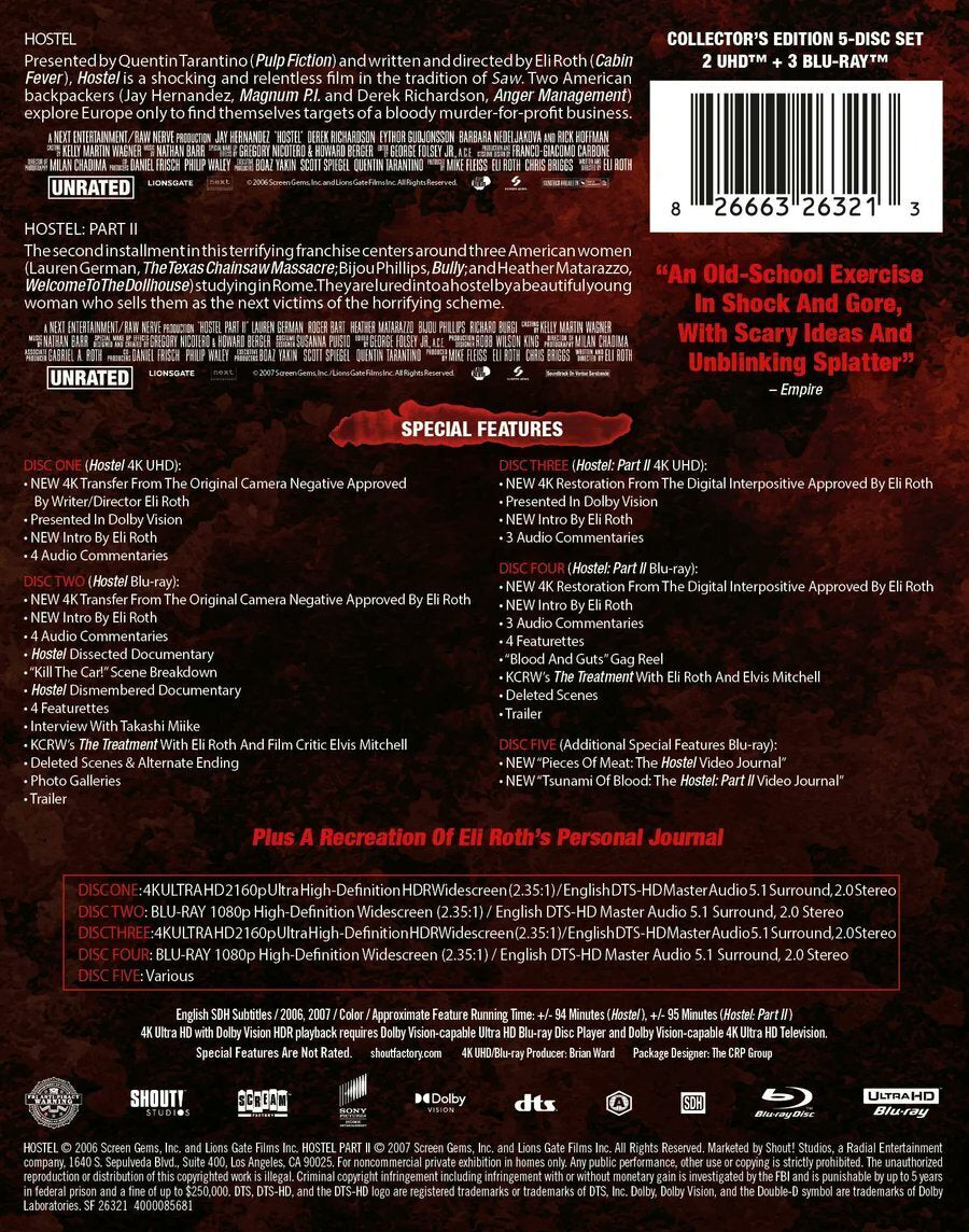 [Pre-Order] Hostel: Parts I & II 4K SteelBook - 20th Anniversary Edition