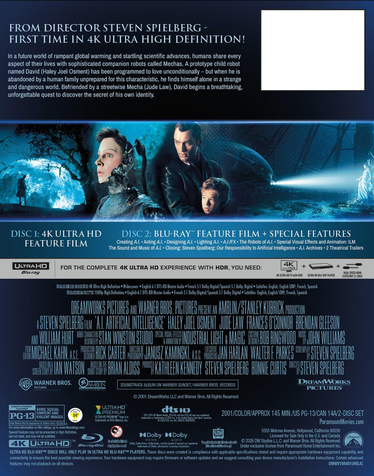 [Pre-Order] A.I. Artificial Intelligence 4K SteelBook