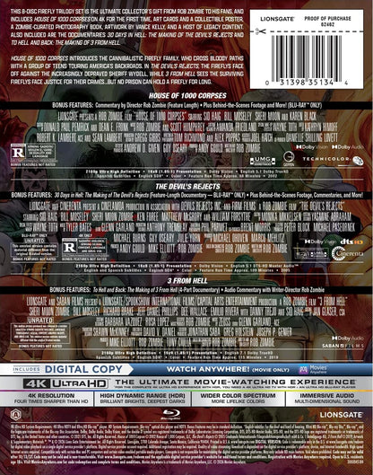 [Pre-Order] Rob Zombie's Firefly Trilogy 4K DigiPack: House of 1000 Corpses / The Devil's Rejects / 3 From Hell