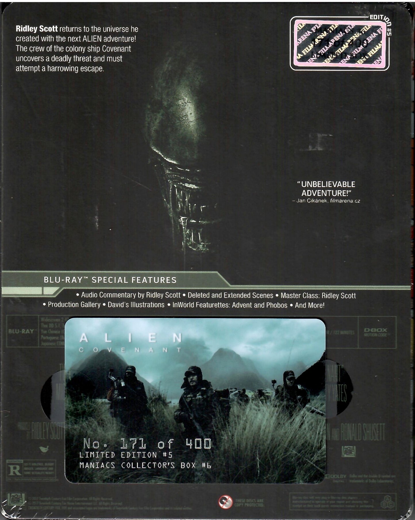 Alien: Covenant 1-Click SteelBook Maniacs Box Set (FAC#85)(Czech)