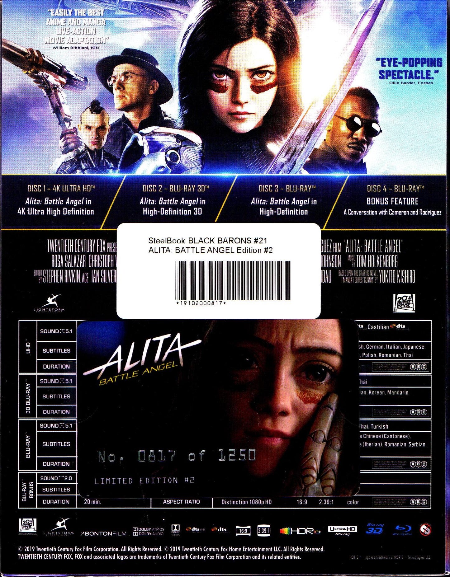 Alita: Battle Angel 3D & 4K XL 1-Click SteelBook (BB#21)(Czech)