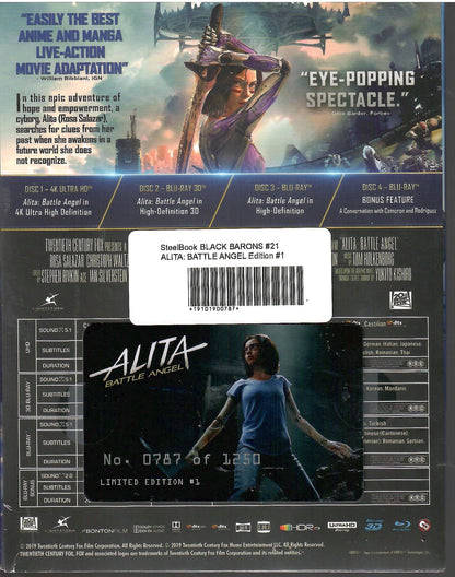 Alita: Battle Angel 3D & 4K XL Full Slip SteelBook + Lenticular Magnet (BB#21)(Czech)