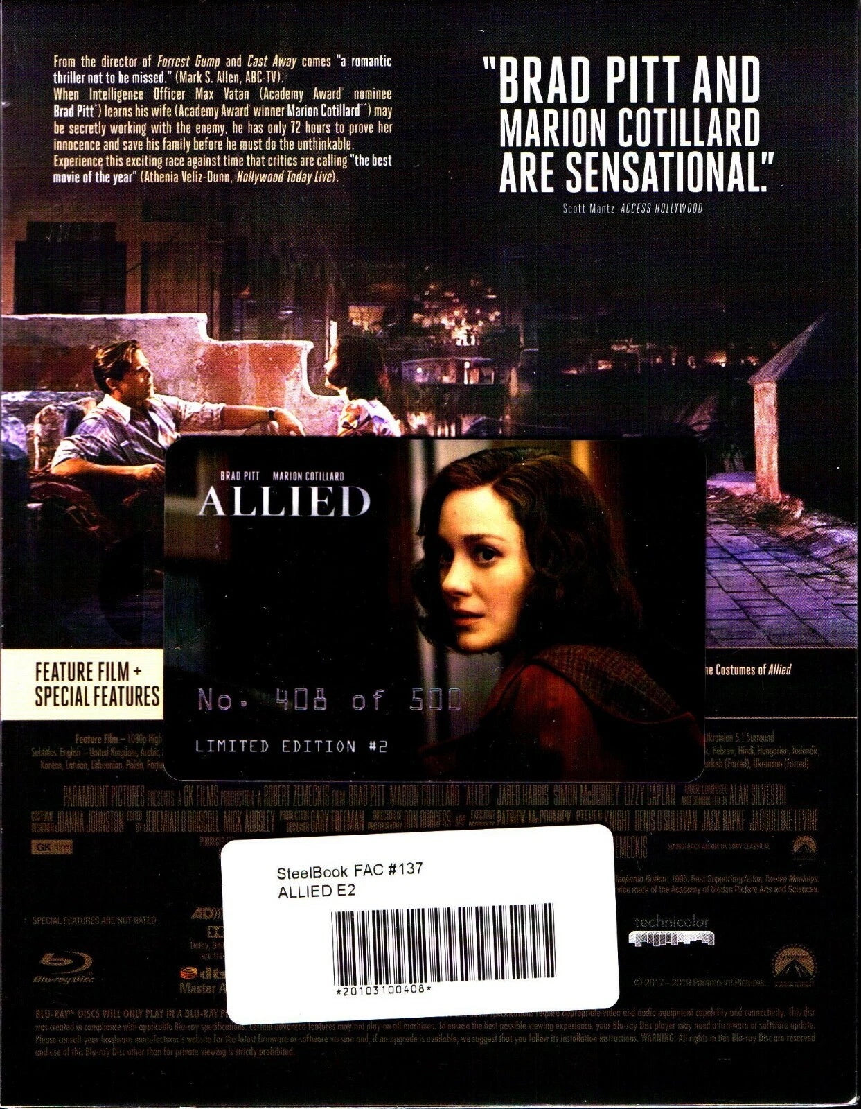 Allied XL Lenticular SteelBook (2016)(FAC#137)(Czech)