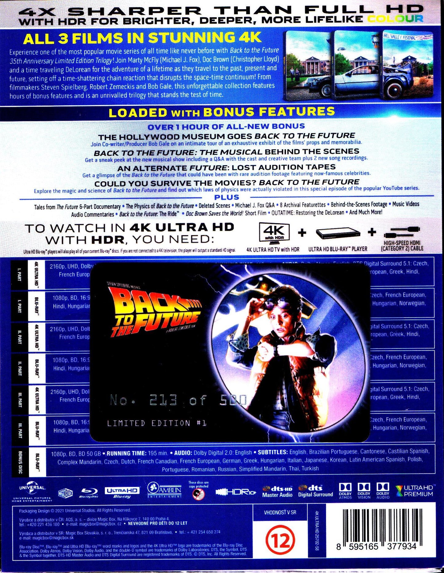 Back to the Future Trilogy 4K XL 1-Click SteelBook Maniacs Box Set (FAC #159)(Czech)