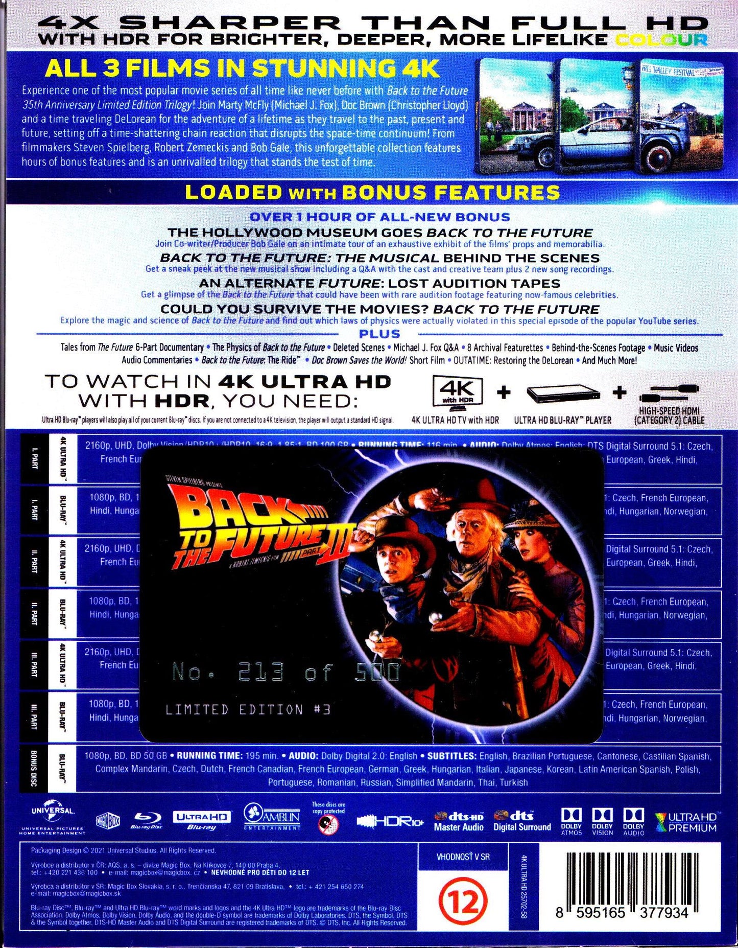 Back to the Future Trilogy 4K XL 1-Click SteelBook Maniacs Box Set (FAC #159)(Czech)