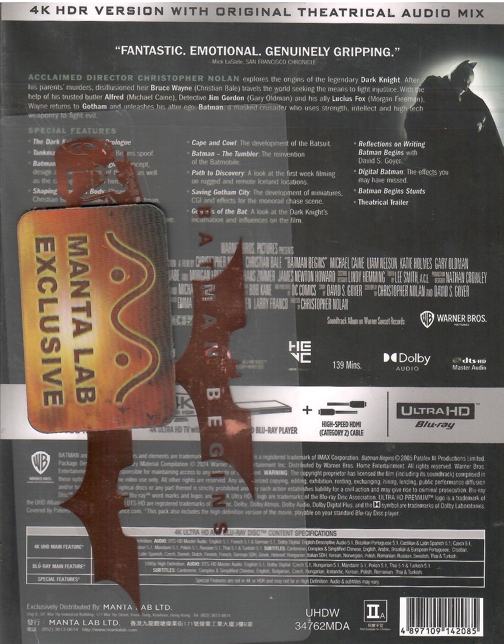 BATMAN BEGINS w/ Single Lenticular (Blufans fashion Blu-ray)