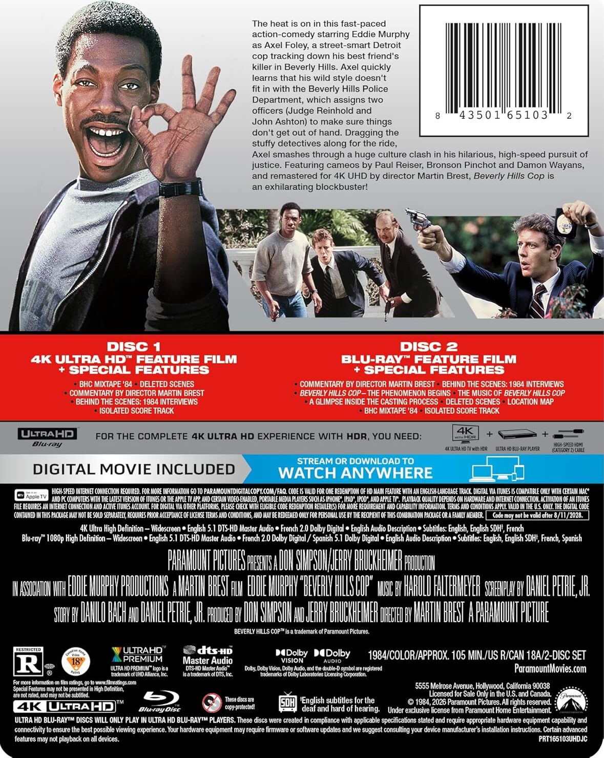 [Pre-Order] Beverly Hills Cop 4K SteelBook (1984)