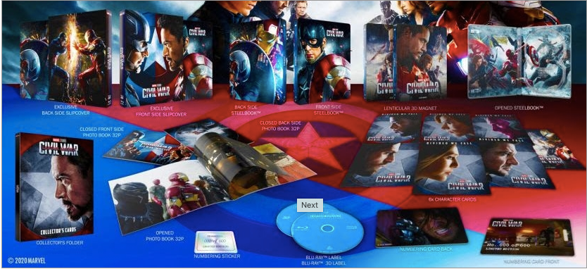 Captain America: Civil War 3D Full Slip SteelBook + Lenticular Magnet (FAC#148)(Czech)