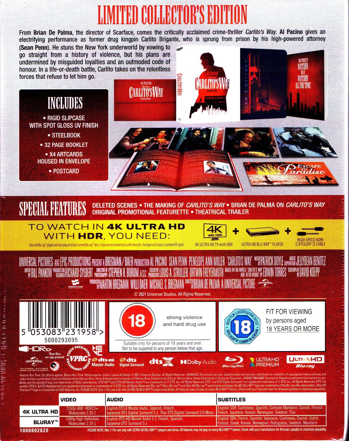 Carlito's Way 4K Full Slip SteelBook (UK)
