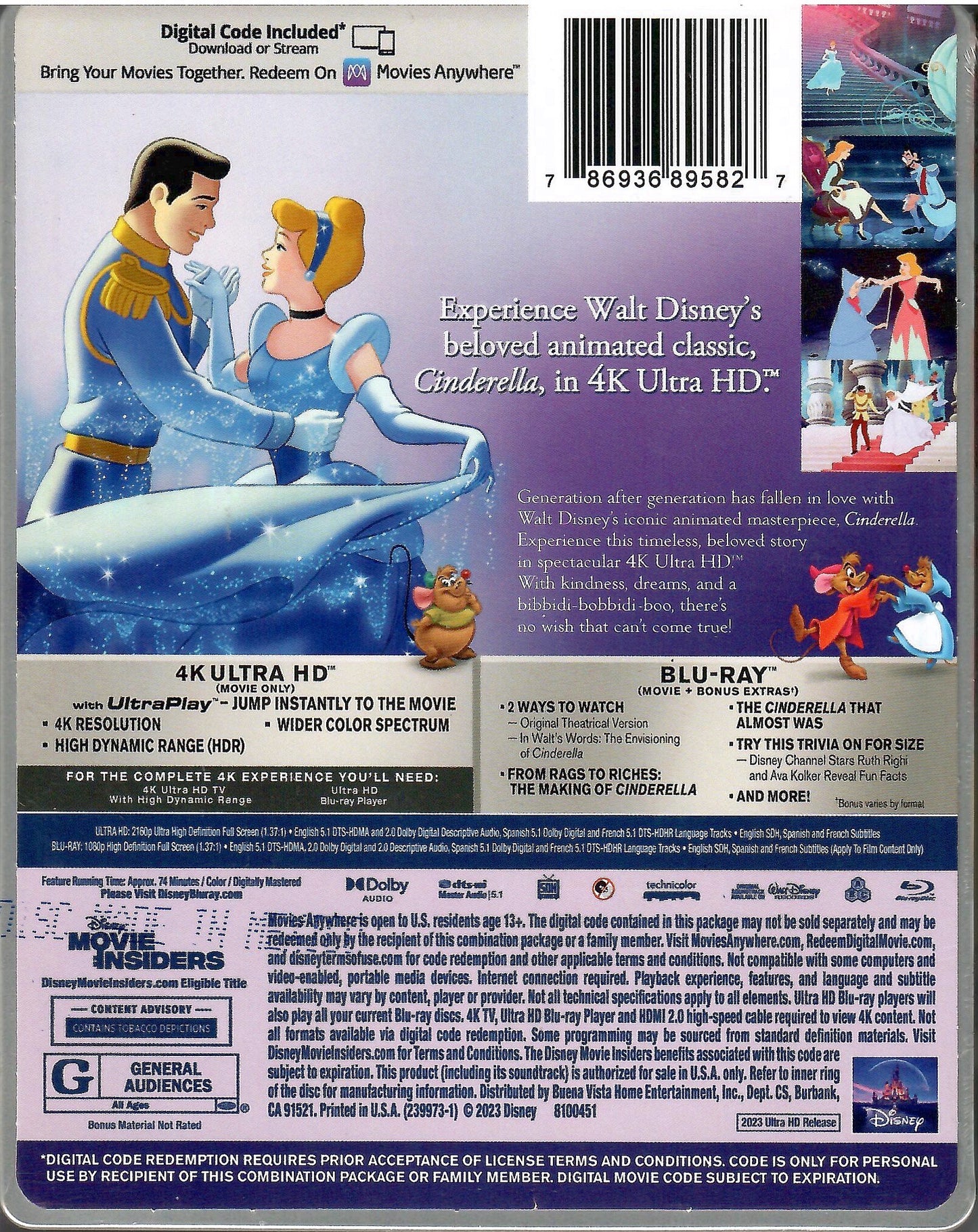 Cinderella 4K SteelBook: Disney 100th Anniversary Edition (1950)(Exclusive)