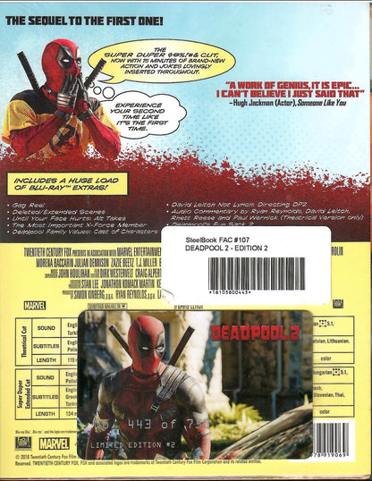 Deadpool 2: Unrated Lenticular SteelBook (2018)(FAC#107)(Czech)