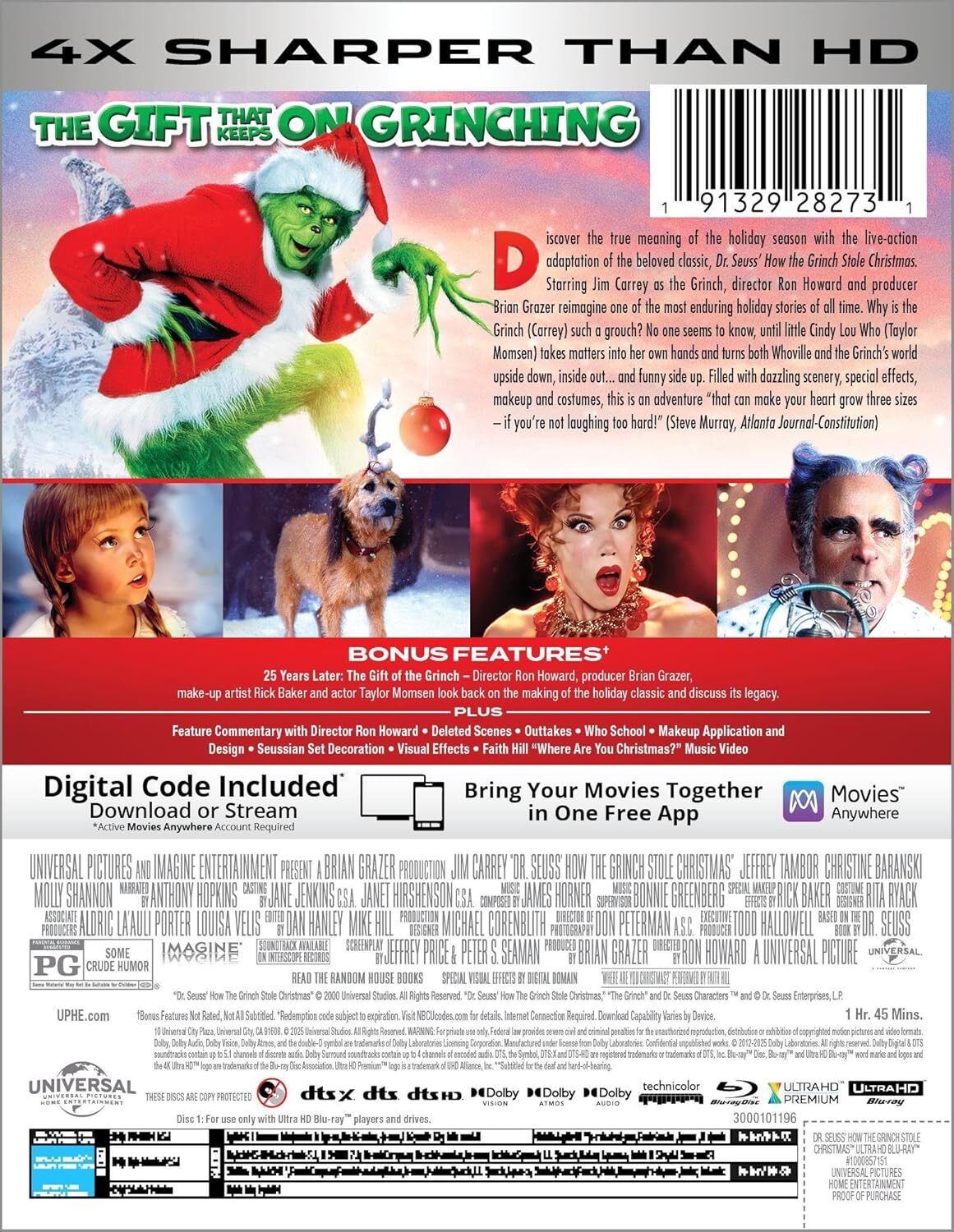 Dr. Seuss' How the Grinch Stole Christmas 4K SteelBook: 25th Anniversary Edition (2000)