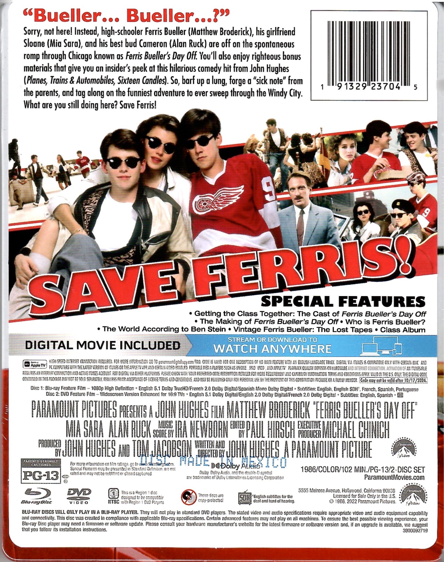 Ferris Bueller's Day Off SteelBook (BD/DVD + Digital Copy)(Exclusive)