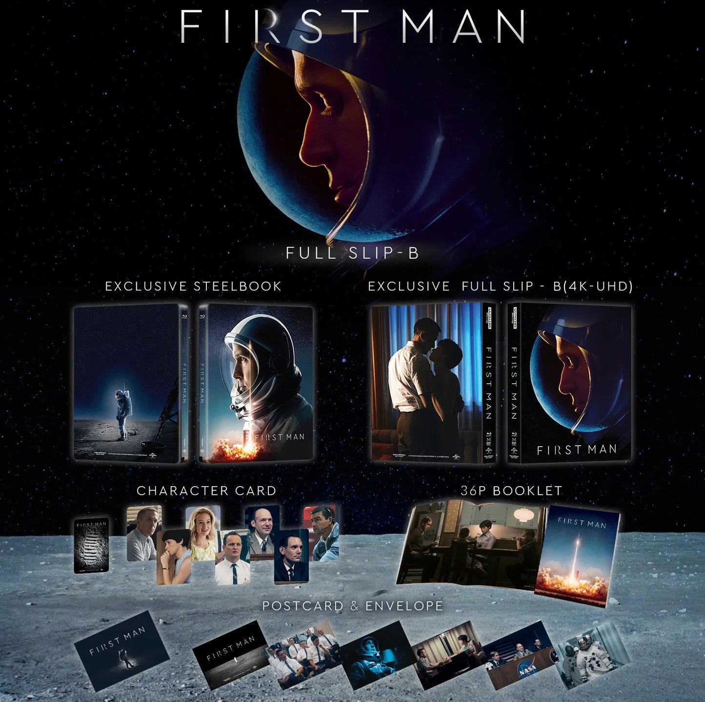 First Man 4K Full Slip B SteelBook (2018)(ME#21)(Hong Kong)