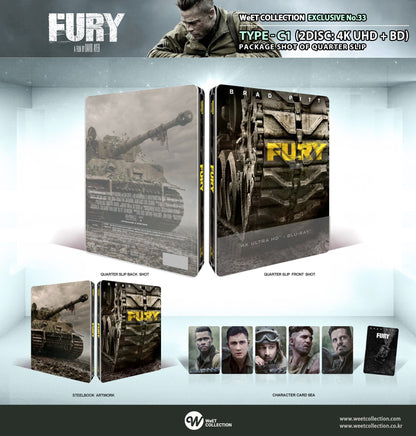 [Pre-Order] Fury 4K 1/4 Slip SteelBook (2014)(WCE#33)(Korea)