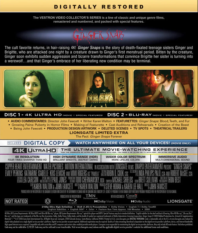 Ginger Snaps 4K: Vestron Collector's Series #39 (Exclusive)