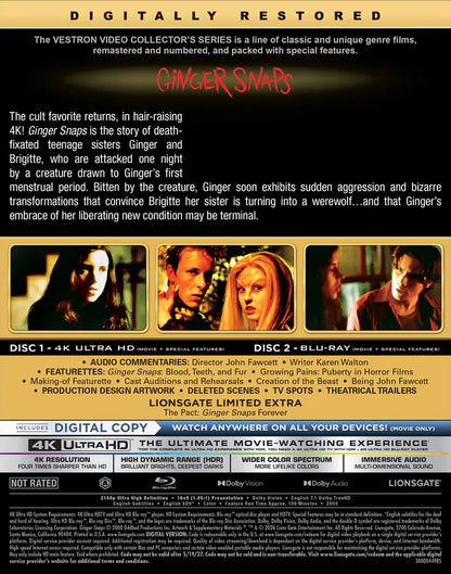 Ginger Snaps 4K: Vestron Collector's Series #39 (Exclusive)