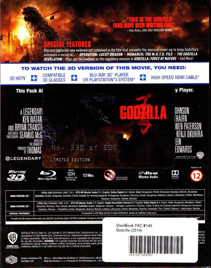 Godzilla 3D XL Double Lenticular SteelBook (2014)(FAC#145)(Czech)